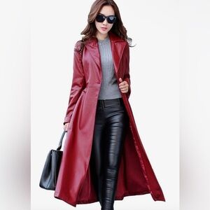 BRAND NEW! Women's Red Lambskin Leather Coat size xl